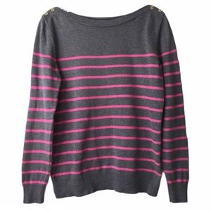Tommy Hilfiger Boat Neck Sweater Gray Pink Stripes